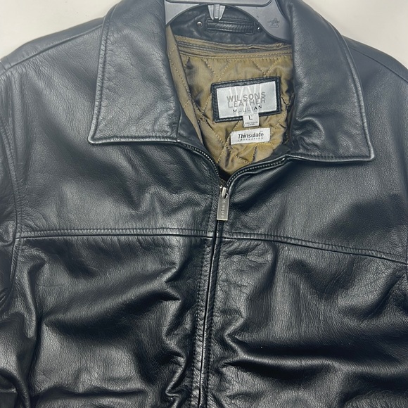 Wilson Leather Julian Moto Bomber Jacket Men'sLarge Black